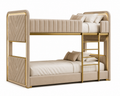 Luxe Living Royal Twin Over Twin Bunk Bed – Cream Velvet with Gold Accents