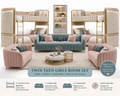 Luxe Living Royal Twin Teen Girls Bedroom Set – 2 Luxury Bunk Beds & Premium Sofa Collection